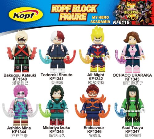 Bộ 8 Minifigures My Hero Academia Kopf KF6116 chất lượng cao, đồ chơi mô hình nhân vật Học viện siêu anh hùng cho bé trai và bé gái 6 tuổi, giá tốt.