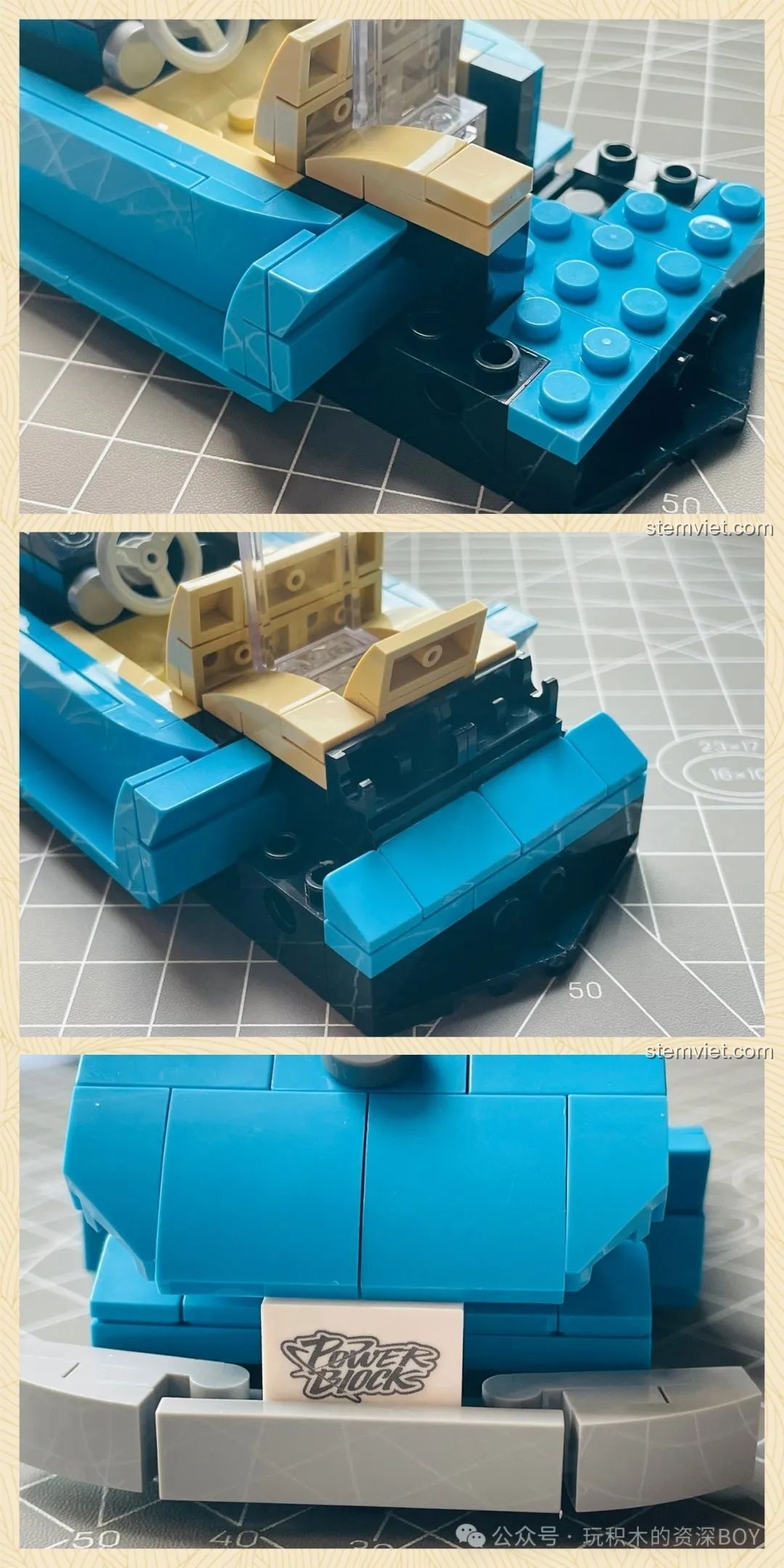 Quá trình lắp ráp phần đuôi xe và cốp sau của mô hình Pinbo PB8805 Xe Volkswagen Beetle Cắm Trại.