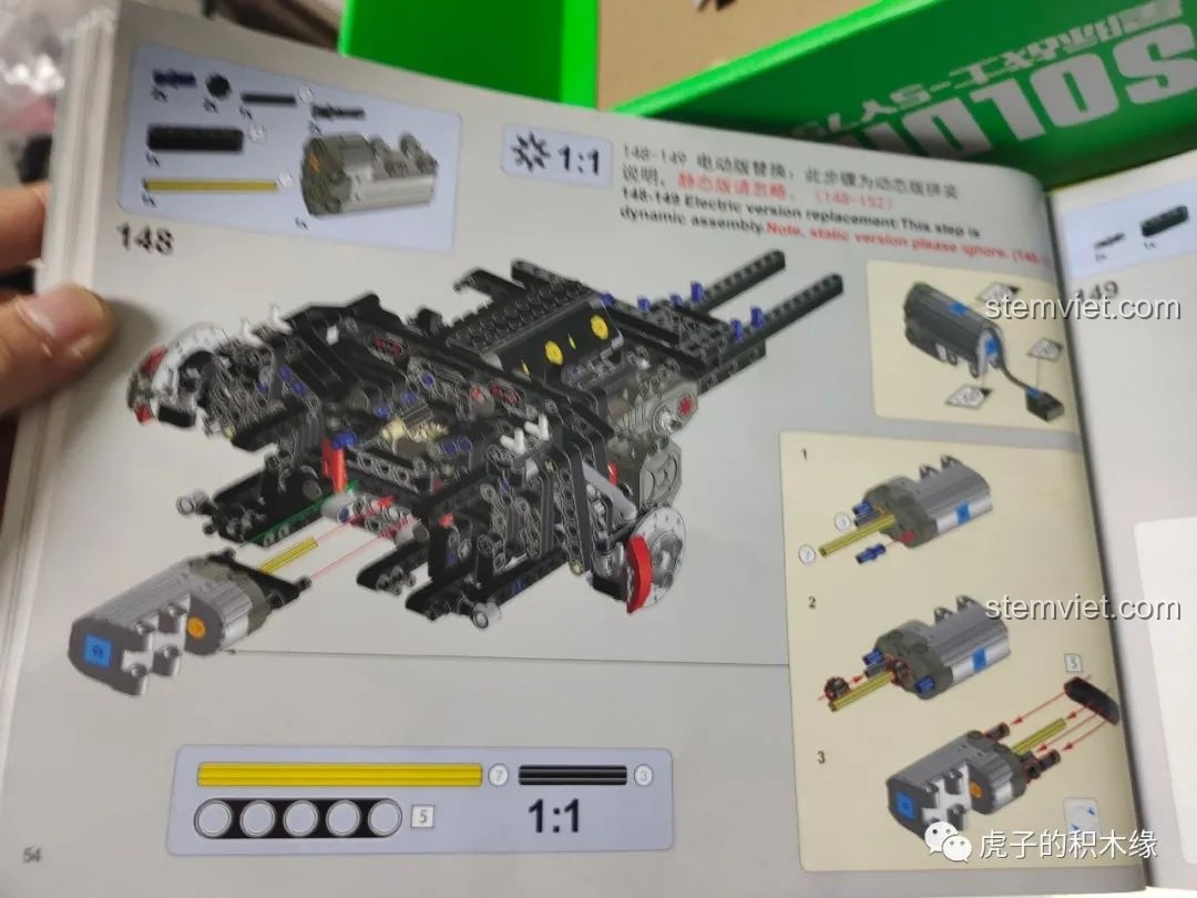 Hướng dẫn lắp đặt động cơ điện vào khung gầm của xe Mould King 13108 phiên bản RC.