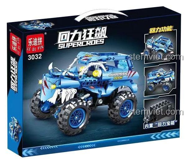 Xe Monster Truck LE DI PIN 3032 với động cơ kéo lùi mạnh mẽ, bộ đồ chơi Xe Monster Truck cho bé trai 6 tuổi.