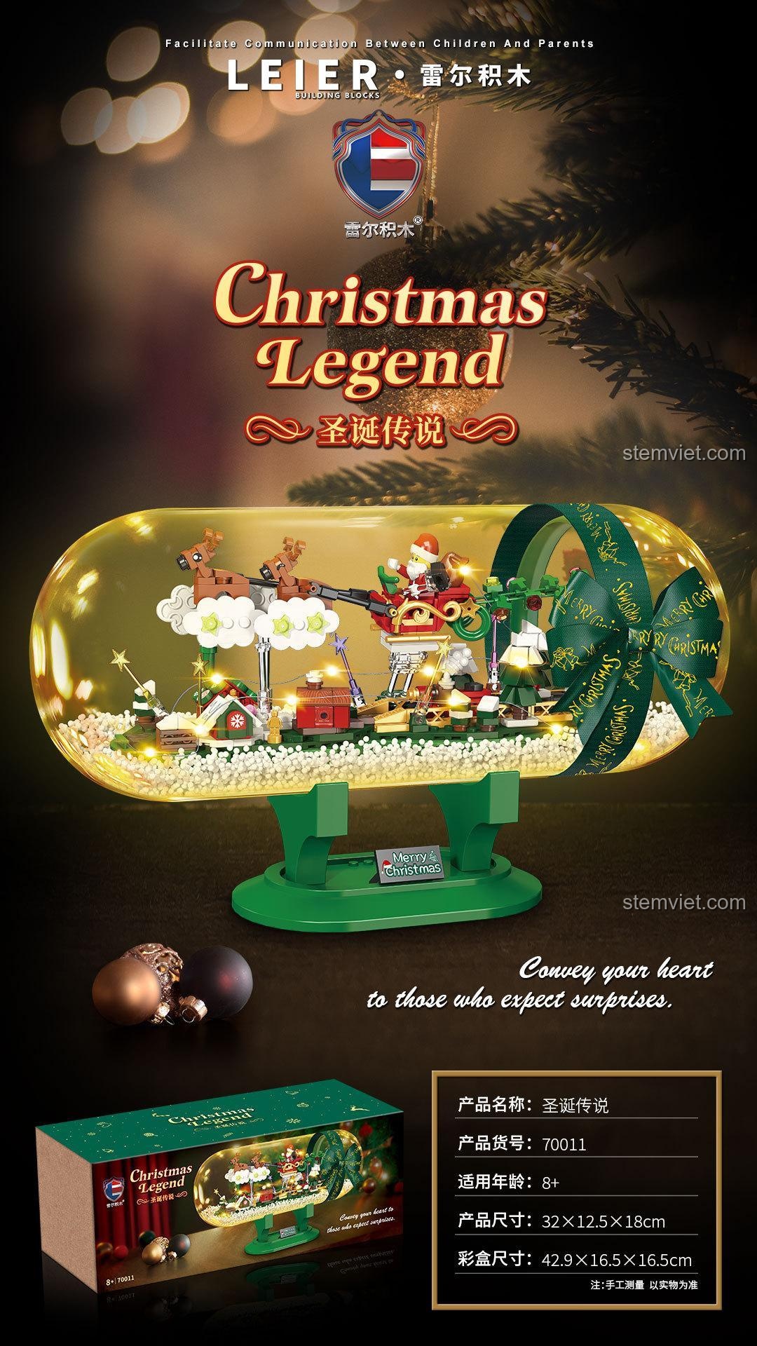 Đồ chơi mô hình LEIER 70011 Cỗ xe tuần lộc của Ông già Noel, quà tặng Giáng Sinh ý nghĩa.