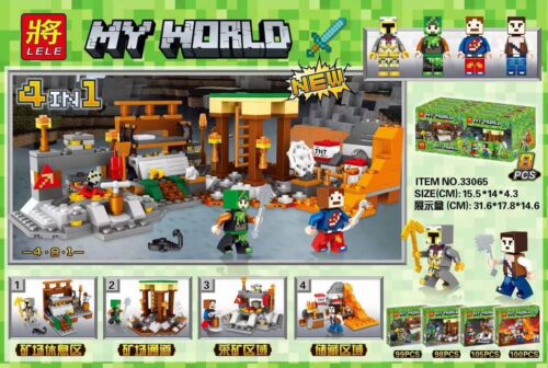 Bộ lắp ráp LELE 33065 chủ đề mỏ khoáng Minecraft 4 trong 1, gồm 402 mảnh ghép, đồ chơi sáng tạo cho bé trai 6 tuổi, giá rẻ.