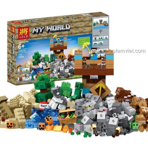 Vỏ hộp đồ chơi xếp hình LELE 33075, mô hình Thế giới Minecraft, món quà giá tốt cho bé.