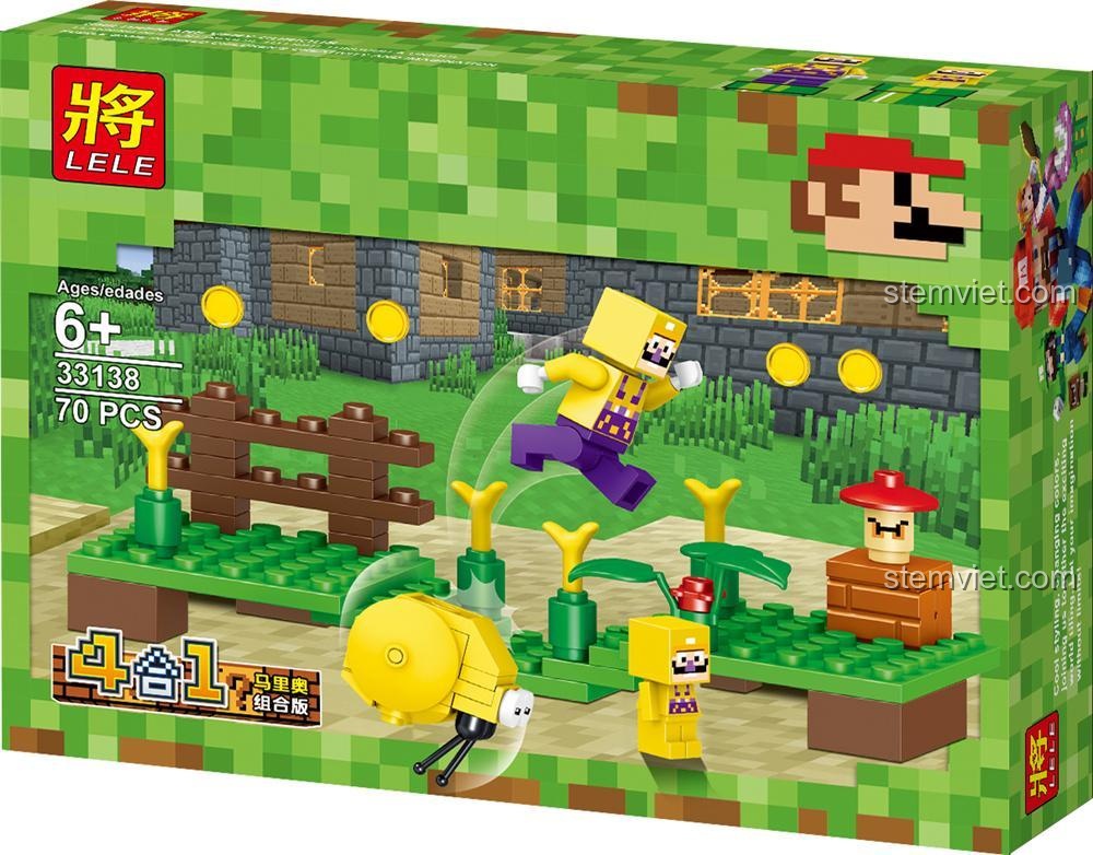 Hộp đồ chơi xếp hình LELE 33138 Super Mario 70 chi tiết, quà tặng sáng tạo cho bé trai.