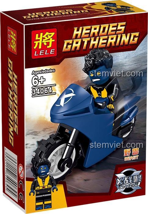 Minifigure Beast trong bộ sưu tập LELE 34064, đồ chơi lắp ráp X-Men.