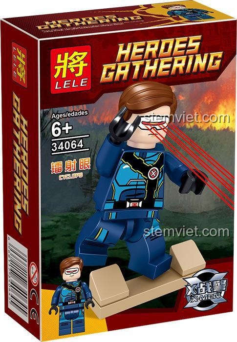 Minifigure Cyclops trong bộ sưu tập LELE 34064, đồ chơi lắp ráp X-Men.