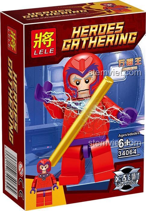 Minifigure Magneto trong bộ sưu tập LELE 34064, đồ chơi lắp ráp X-Men.