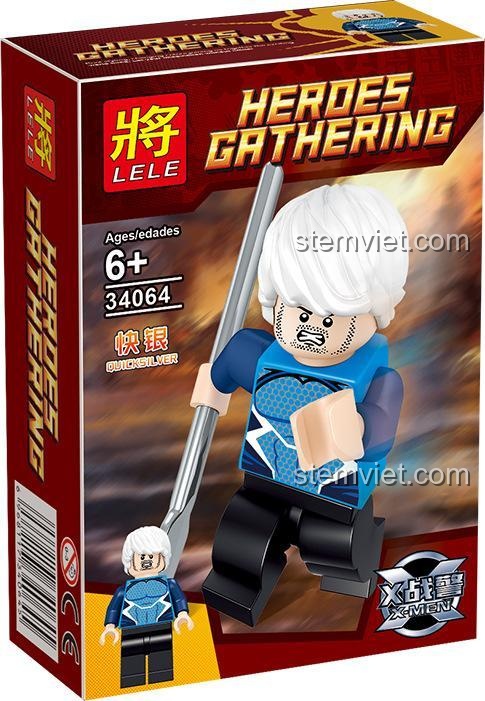 Minifigure Quicksilver trong bộ sưu tập LELE 34064, đồ chơi lắp ráp X-Men.