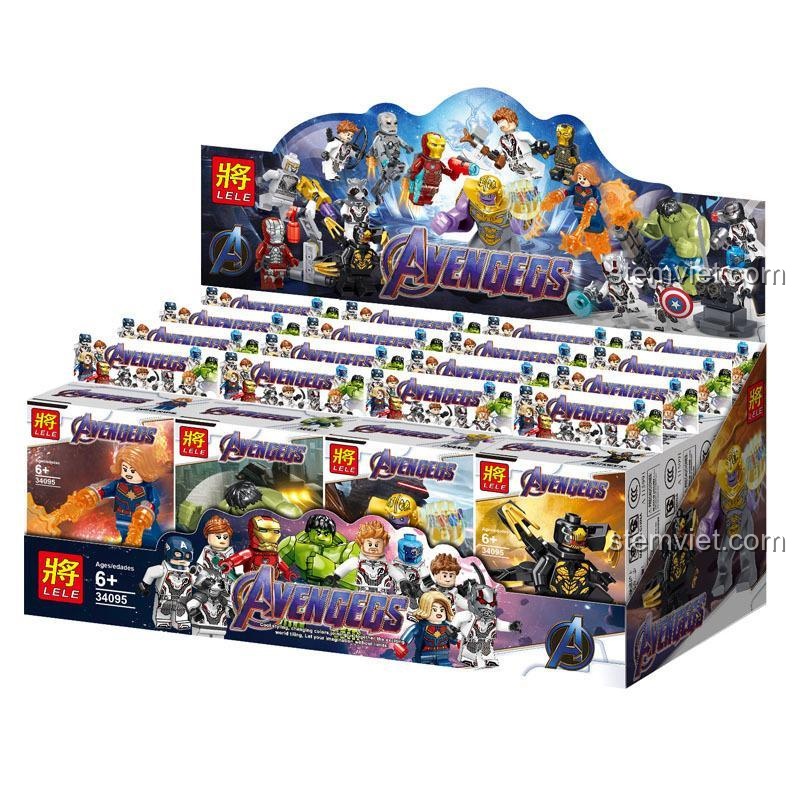 Hộp trưng bày bộ đồ chơi LELE 34095 Minifigures Avengers 4 Hồi Kết với 16 hộp nhỏ bên trong, thích hợp làm quà tặng cho bé trai 6 tuổi