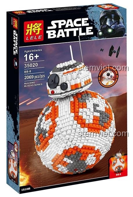 Hộp sản phẩm bộ xếp hình LELE 35020 Robot BB-8, 2069 chi tiết.
