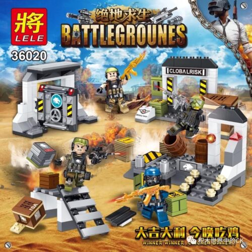 Bộ đồ chơi PUBG LELE 36020 giá rẻ cho bé trai 6 tuổi, mô hình cảnh chiến đấu sinh tồn kịch tính với minifigure lính.