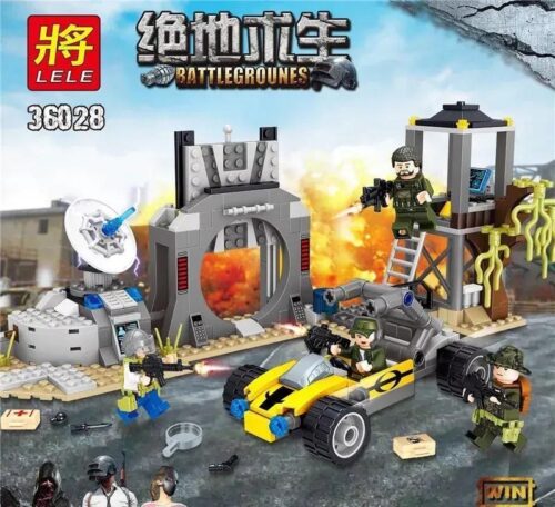 Bộ đồ chơi lắp ráp LELE 36028-3 Chiến trường sinh tồn PUBG, mô hình căn cứ quân sự và xe địa hình cho bé trai 6+ tuổi, giá tốt.