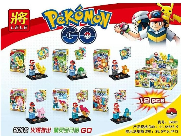 Bộ lắp ghép Minifigure Pokémon LELE 39001, bao gồm 6 set nhân vật Pikachu, Bulbasaur, Charmander. Đồ chơi giá rẻ cho bé trai 6 tuổi.