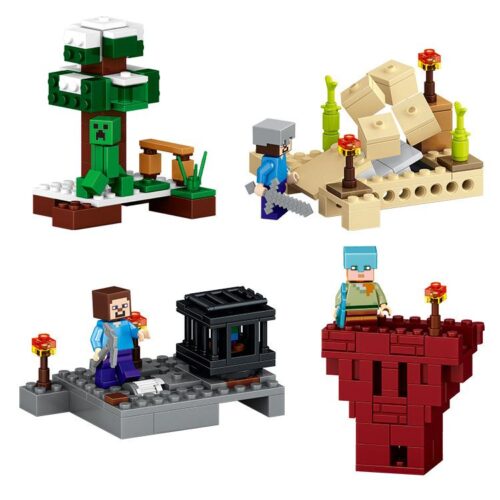 Bộ lắp ráp Thế giới Minecraft LELE 79159 gồm 4 mô hình nhỏ, đồ chơi sáng tạo cho bé trai 6 tuổi giá rẻ.