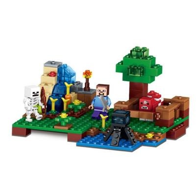 Bộ lắp ráp Nông trại Minecraft LELE 79252A, đồ chơi xếp hình 172 chi tiết cho bé trai 6 tuổi, giá rẻ. Bao gồm các nhân vật Steve, Skeleton, Mooshroom và Squid.