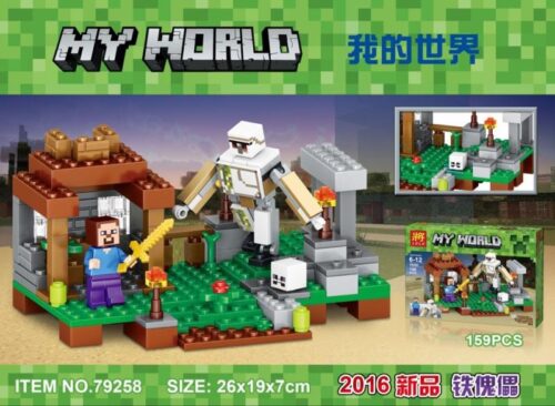 Bộ lắp ghép LELE 79258 chủ đề Minecraft Cuộc chiến với Người Sắt Golem, 159 mảnh, đồ chơi sáng tạo cho bé trai 6 tuổi, giá rẻ.