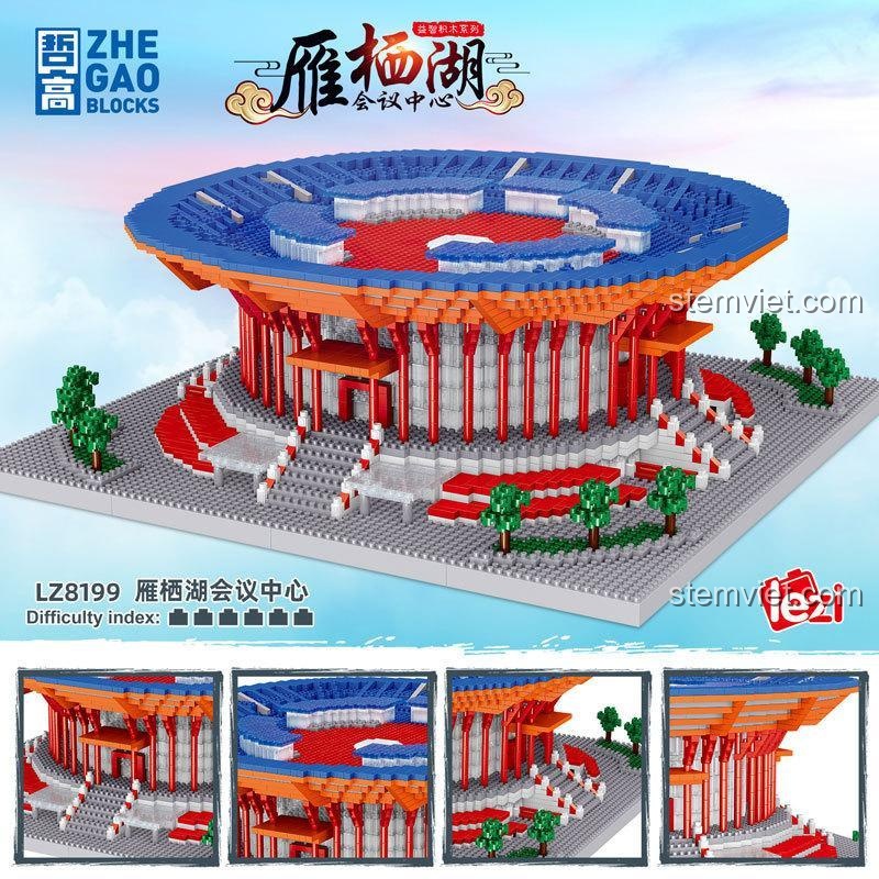Đồ chơi mô hình Lezi LZ8199 Trung tâm Hội nghị Quốc tế Hồ Nhạn Tê, chi tiết cao cấp, phù hợp bé trai bé gái 6 tuổi, giá rẻ