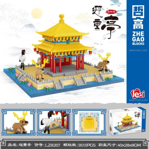 Mô hình Nghênh Huân Đình Lezi LZ8207 3513 mảnh ghép kiến trúc tinh xảo cho bé trai bé gái 6 tuổi giá tốt