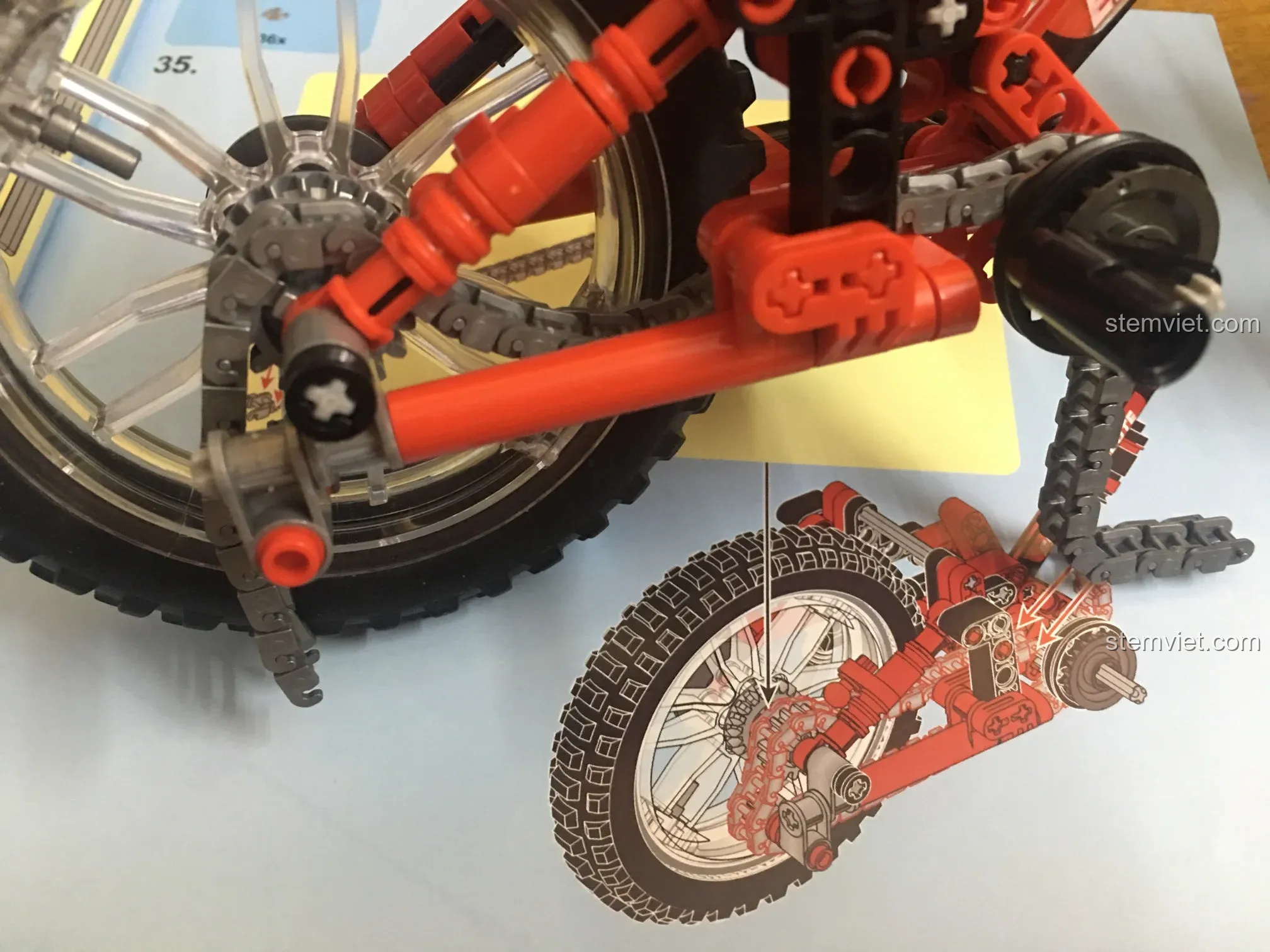 Cận cảnh vấn đề tuột xích của xe đạp Sembo 703302 khi lắp theo hướng dẫn, một điểm trừ của sản phẩm.