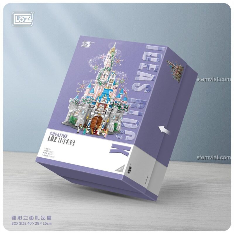 Hộp bộ lắp ghép Lâu đài Mộng Mơ LOZ 1051, kích thước hộp 40x28x15cm, đồ chơi xây dựng lâu đài công chúa cho bé gái