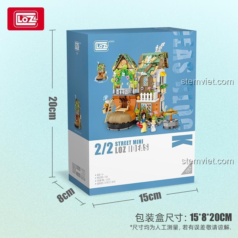 Bộ xếp hình Ngôi nhà trong rừng LOZ 1226, kích thước hộp 15x8x20cm, đồ chơi cho bé gái 6 tuổi
