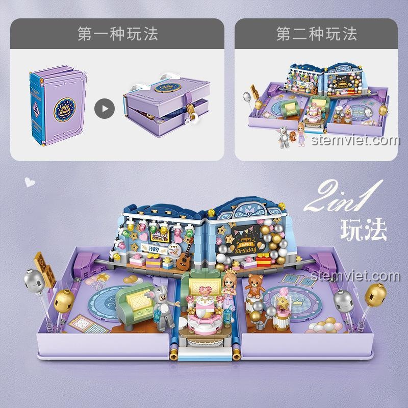 Review người dùng về đồ chơi mô hình LOZ Sách Sinh Nhật 1229, với các minifigures Leila và Owen, mang lại trải nghiệm sáng tạo.