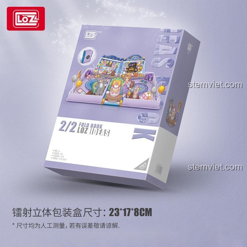 Hộp đồ chơi xếp hình LOZ 1229 Sách Sinh Nhật với kích thước 23x17x8cm, chất lượng cao, phù hợp cho bé gái.