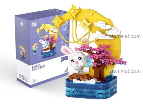 đồ chơi mô hình Hộp đựng bút thỏ ngọc LOZ, hộp sản phẩm chất lượng cao, quà tặng độc đáo cho bé gái 6 tuổi.