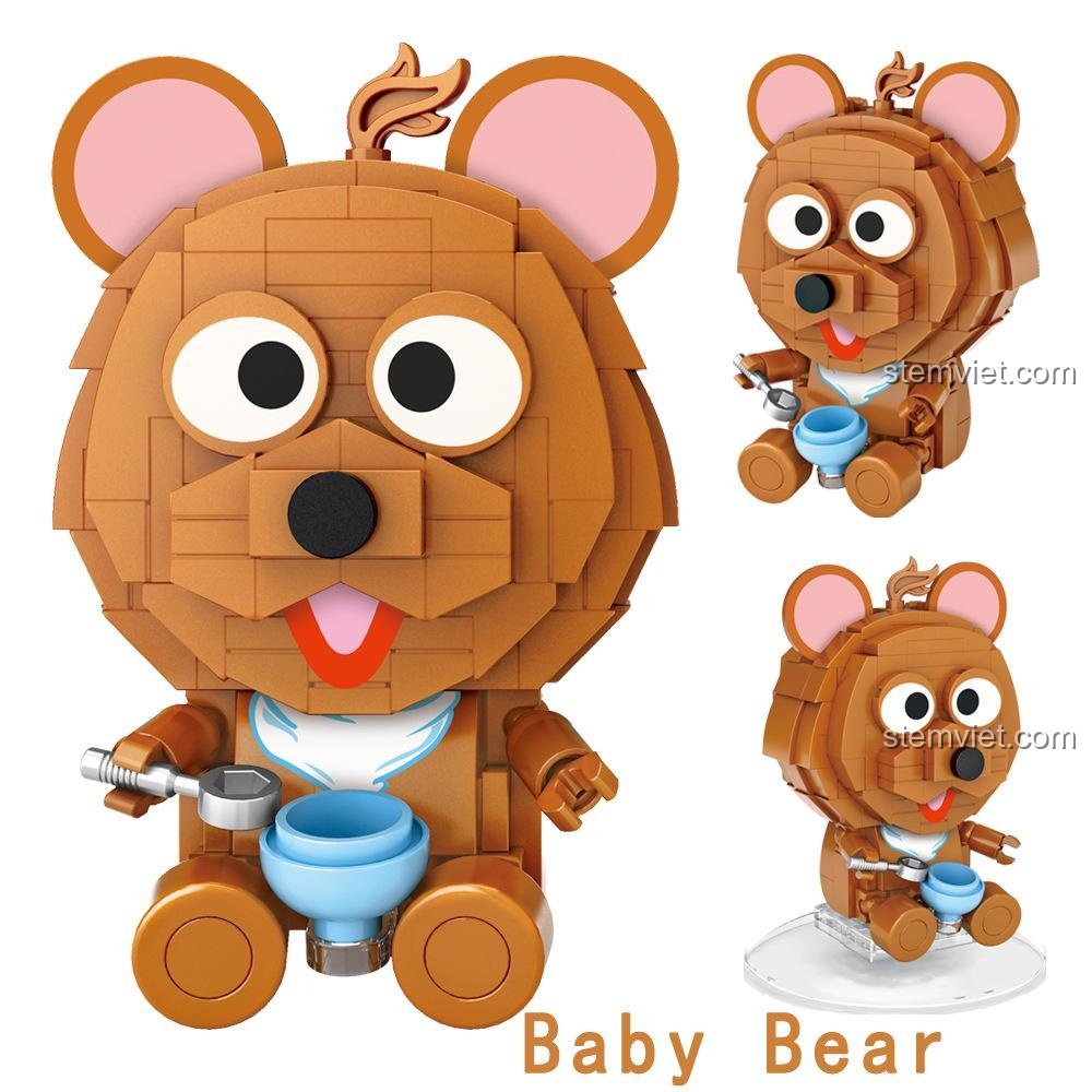 Mô hình Baby Bear màu nâu đáng yêu trong bộ lắp ghép LOZ 1313 Sesame Street. Đồ chơi mô hình giúp bé phát triển tư duy sáng tạo, giá tiết kiệm.