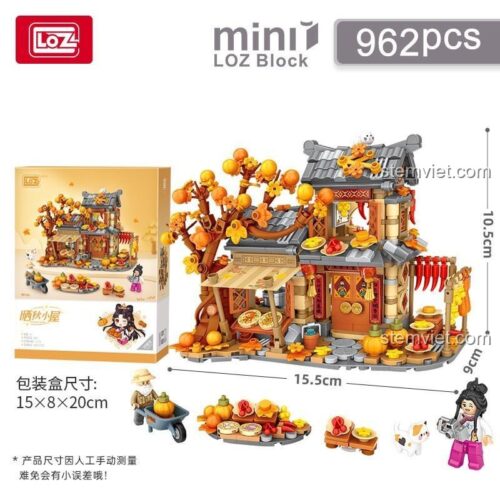 Kích thước mô hình Ngôi Nhà Mùa Thu LOZ 1379 962 chi tiết, mini block tinh xảo, phù hợp bé gái 8 tuổi.