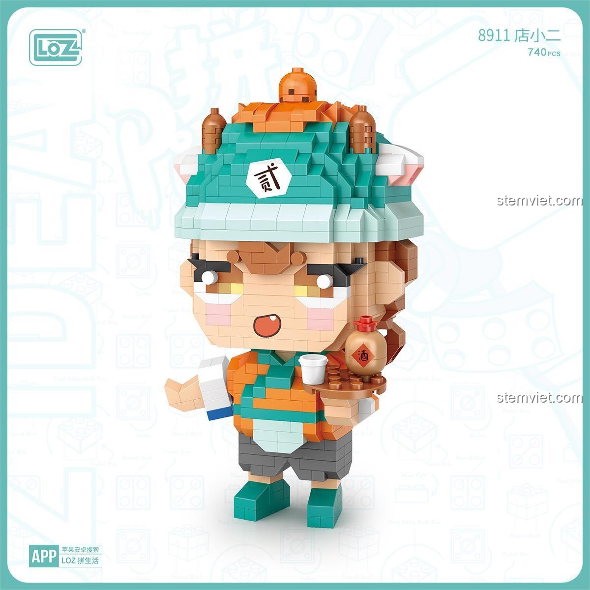 Mô hình Tiểu Nhị LOZ 8911 đã lắp ráp hoàn chỉnh, đồ chơi Nanoblock chi tiết tinh xảo, phù hợp bé trai 6 tuổi.