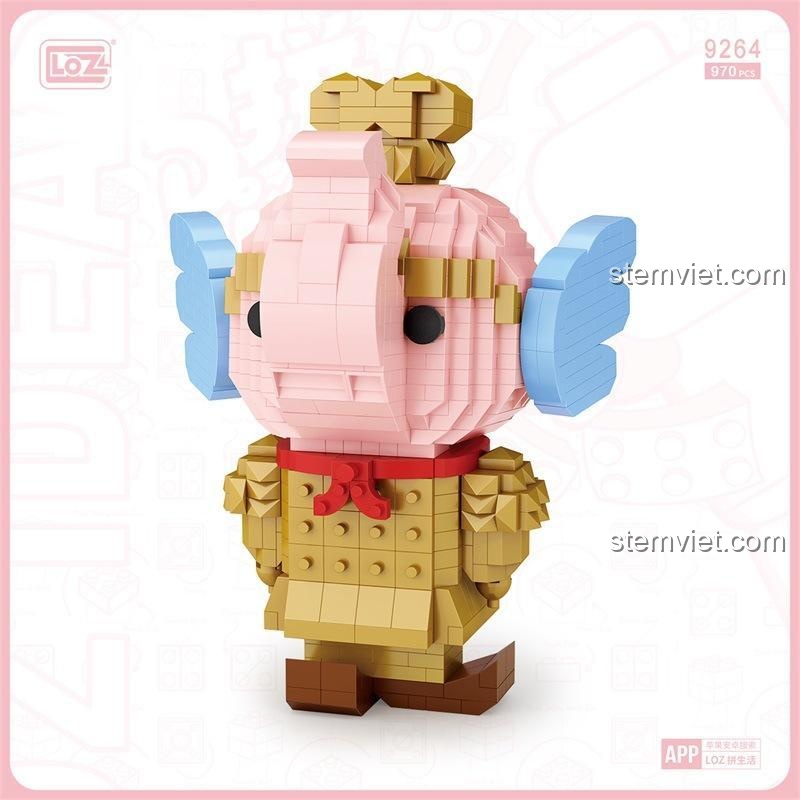Bộ xếp hình LOZ 9264 Mô hình Binh Sĩ Voi Hồng, món quà độc đáo cho các bạn nữ.