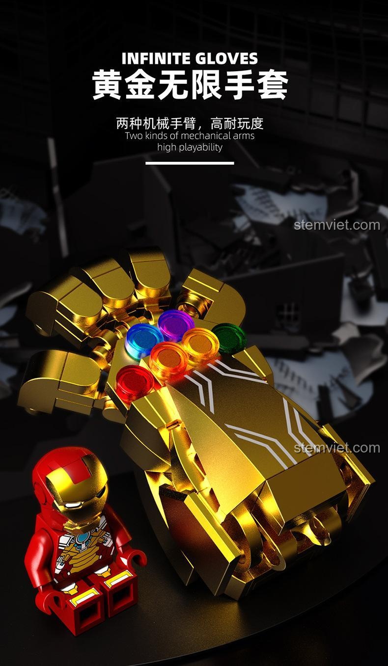Găng tay Vô Cực đi kèm bộ đồ chơi Robot Hulkbuster LW Building Blocks 2052B, đồ chơi lắp ghép Mô Hình Người Sắt Hulkbuster