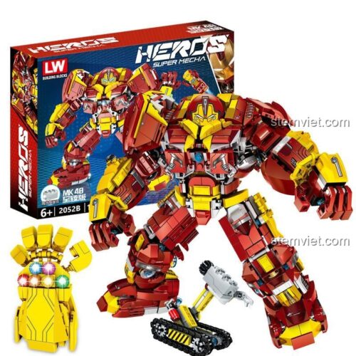 Hộp bộ lắp ráp LW Building Blocks 2052B Người Hủy Diệt Hulk MK-48, đồ chơi mô hình Hulkbuster MK-48 chất lượng cao