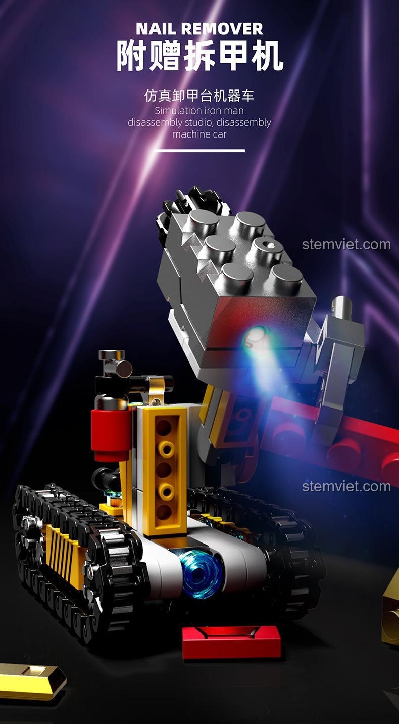 Máy tháo gỡ mảnh ghép đi kèm bộ đồ chơi Robot Hulkbuster LW Building Blocks 2052B, đồ chơi lắp ghép Mô Hình Người Sắt Hulkbuster