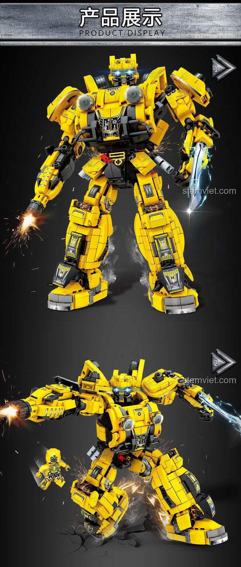 Mô hình Robot Ong Vàng LY hoàn thiện với tư thế chiến đấu oai phong, một sản phẩm từ bộ lắp ráp 9223.