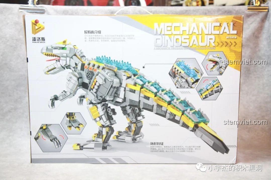 Mặt sau hộp bộ xếp hình 611015 xịn giá rẻ, mô tả các khớp nối và chi tiết cơ khí.