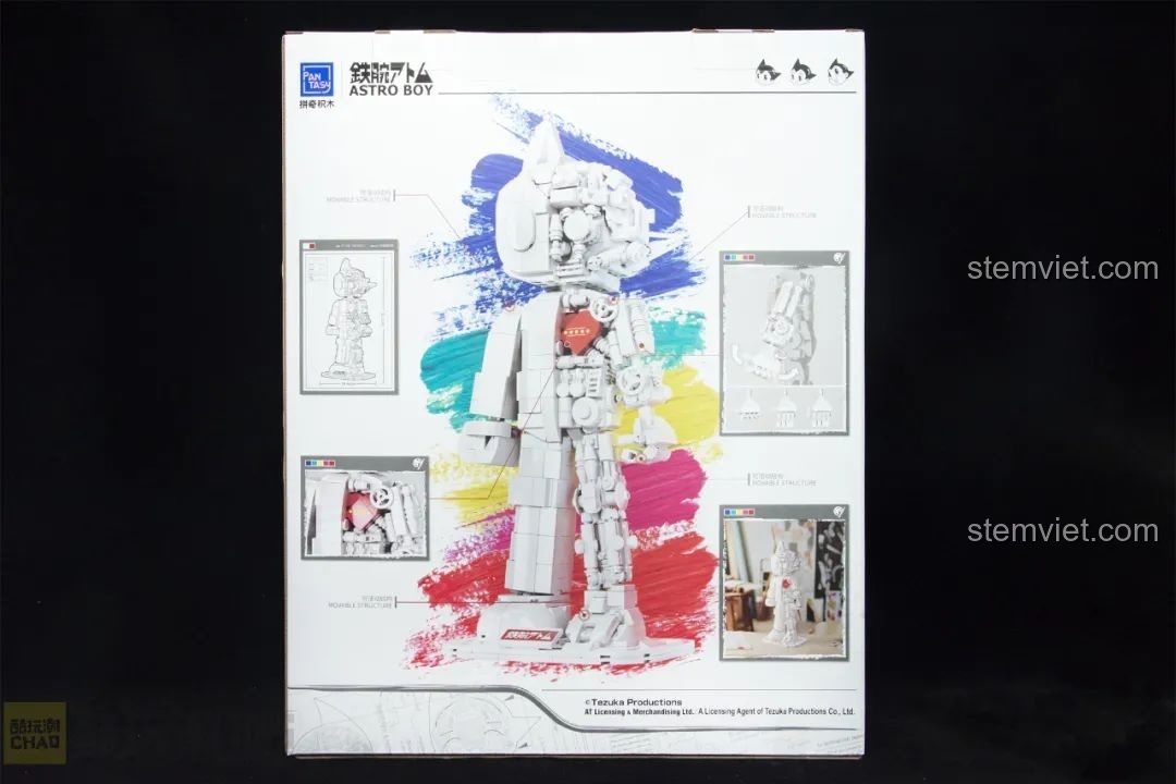 Mặt sau hộp của bộ xếp hình Tượng Astro Boy 86206 với các chi tiết mô hình.