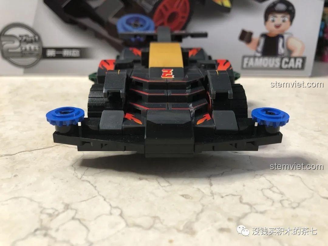 Mặt sau hộp Sembo 607070 hiển thị dạng robot của Neo-Tridagger ZMC.