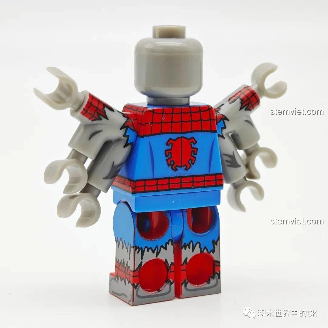 Mặt sau minifigure Mutant Spider-Man KORUIT KT1069, thể hiện chi tiết in gai góc.
