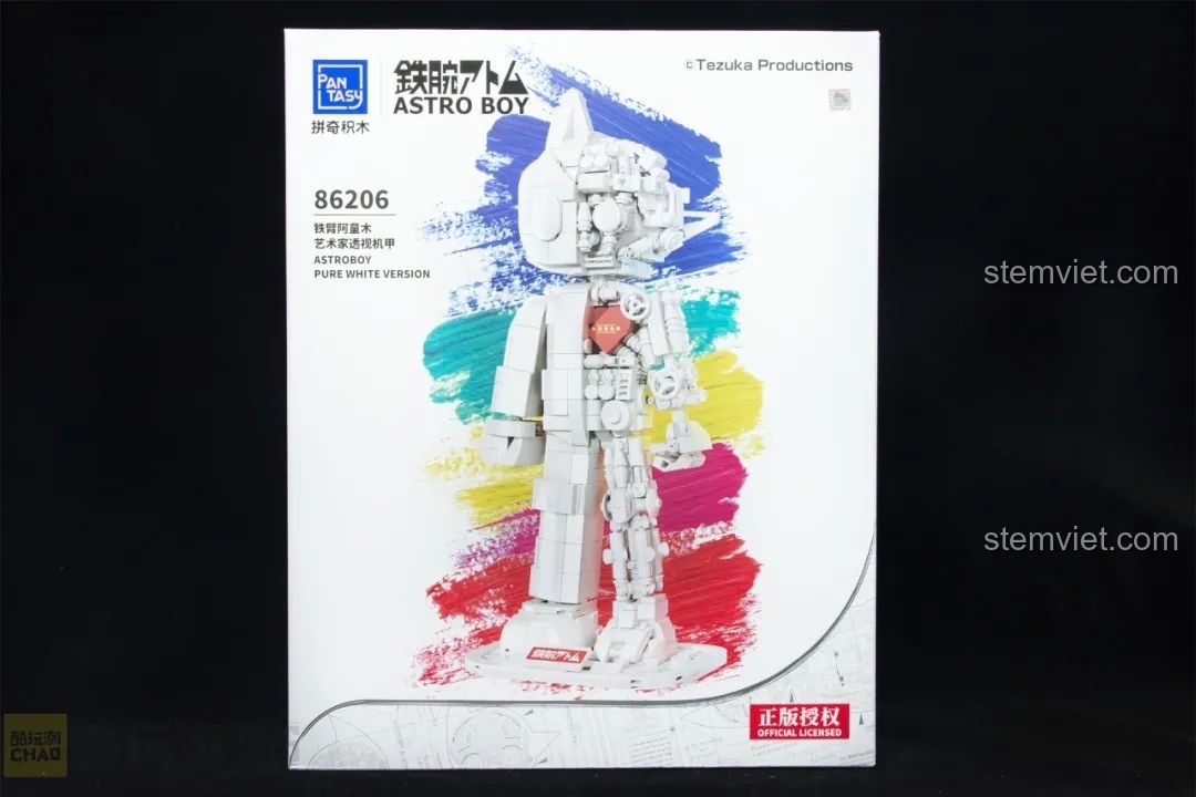 Mặt trước hộp của bộ đồ chơi lắp ghép Figure Astro Boy Pantasy 86206 phiên bản Artist.
