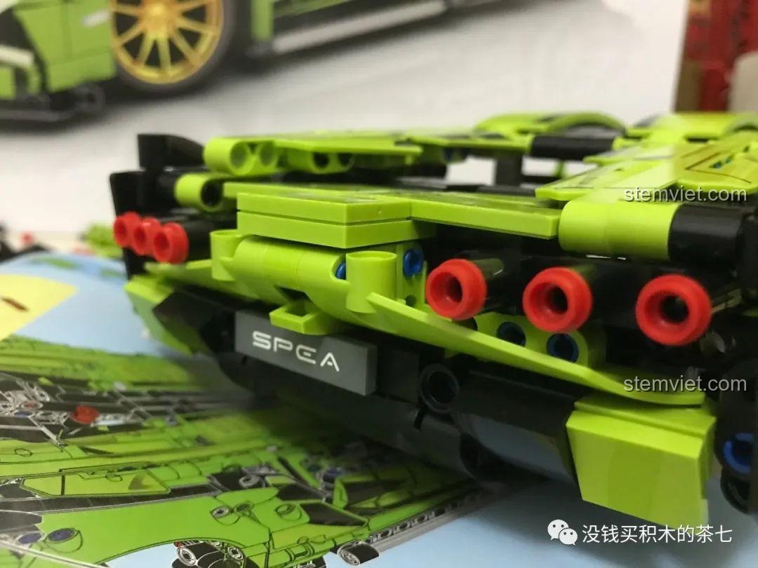 Đèn hậu sáng của đồ chơi mô hình Lamborghini Sián FKP 37 Meiji Blocks 8600, tăng tính chân thực, phù hợp bé trai 6 tuổi, giá tiết kiệm