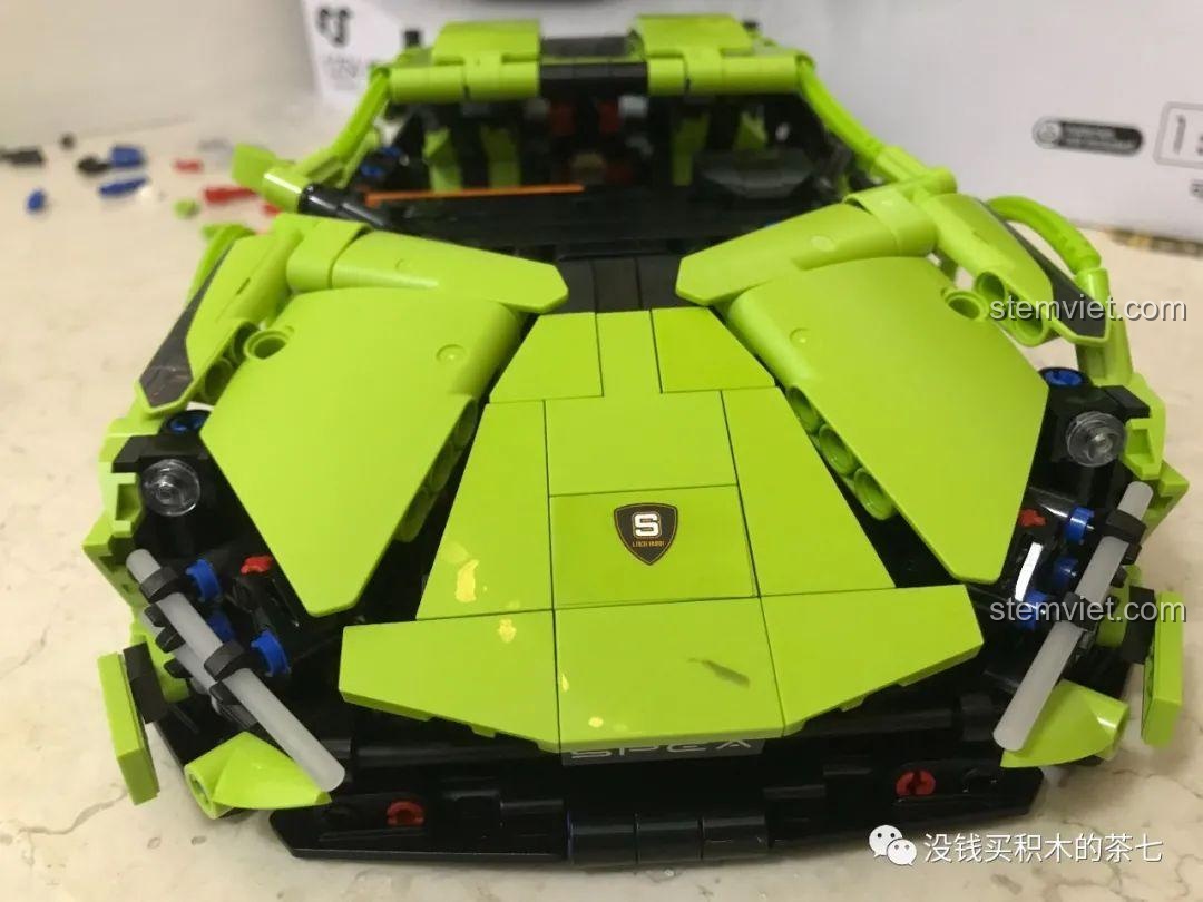 Đèn pha phát sáng của bộ khối lắp ghép Siêu xe Lamborghini Sián FKP 37 Meiji Blocks 8600, sử dụng thanh phát sáng, phù hợp bé trai 6 tuổi, chất lượng cao