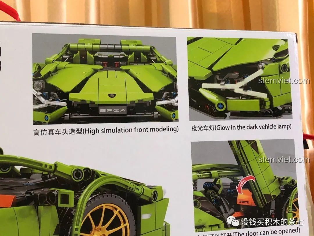 Hộp đồ chơi xây dựng Mô hình siêu xe Lamborghini Sián Meiji Blocks 8600 với tùy chọn nâng cấp điều khiển từ xa, phù hợp bé trai 6 tuổi, giá hời