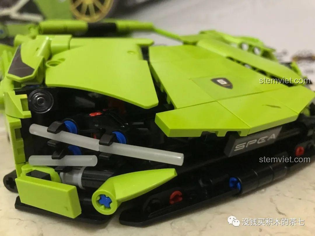 Vẻ ngoài ấn tượng của đồ chơi mô hình Lamborghini Sián FKP 37 Meiji Blocks 8600 sau khi lắp đèn pha, phù hợp bé trai 6 tuổi, giá tiết kiệm