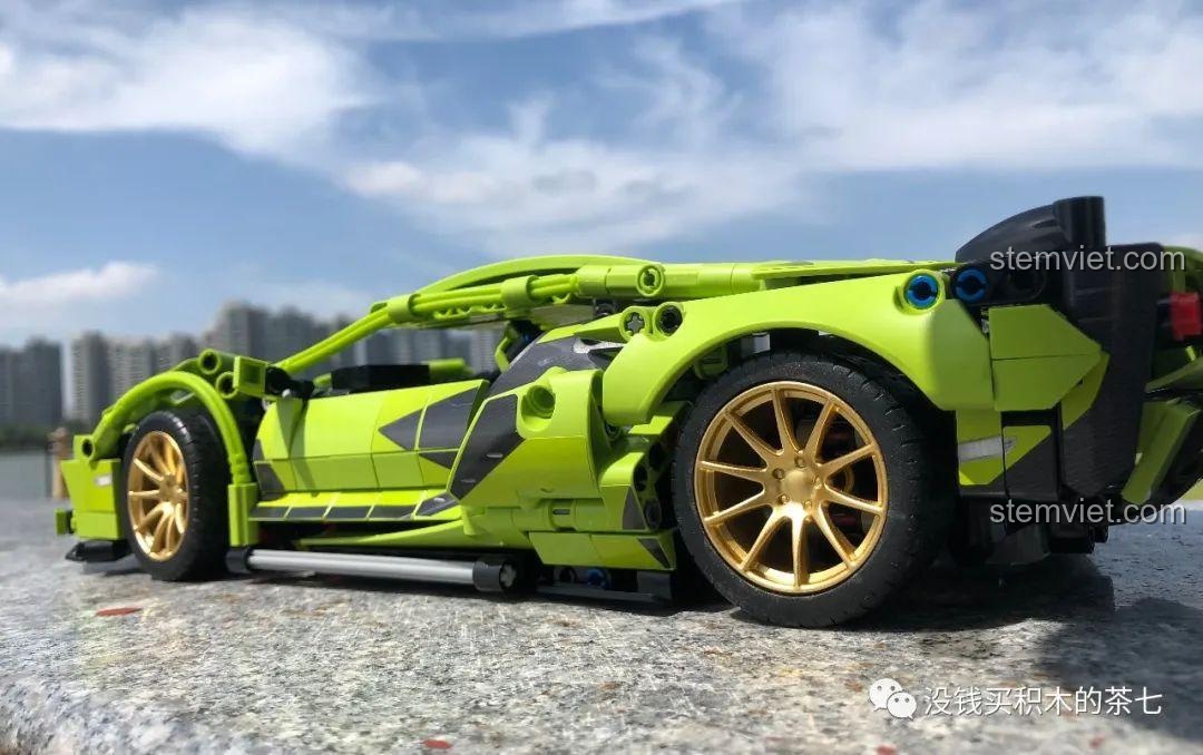 Mô hình hoàn thiện bộ khối lắp ghép Siêu xe Lamborghini Sián FKP 37 Meiji Blocks 8600, góc nhìn phía trước, phù hợp bé trai 6 tuổi, chất lượng cao