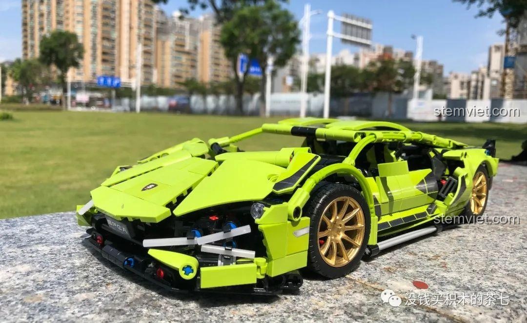 Mô hình hoàn thiện đồ chơi xây dựng Mô hình siêu xe Lamborghini Sián Meiji Blocks 8600, góc nhìn bên hông, phù hợp bé trai 6 tuổi, giá tốt