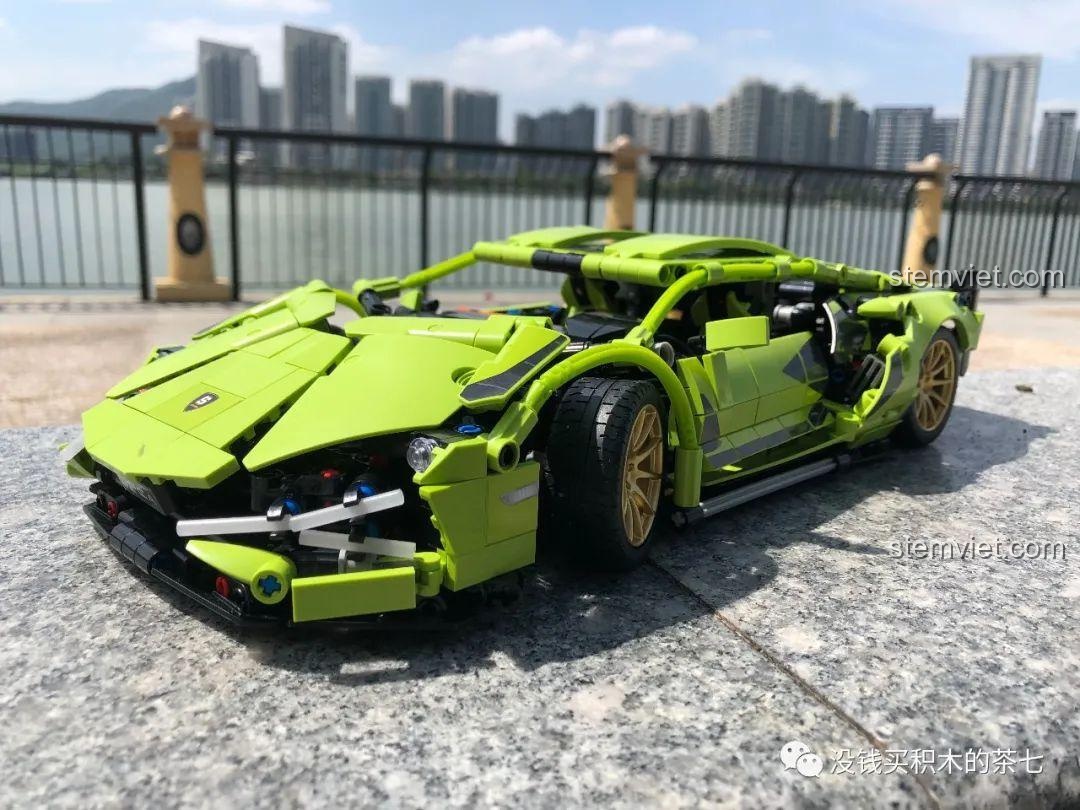 Mô hình hoàn thiện đồ chơi mô hình Lamborghini Sián FKP 37 Meiji Blocks 8600, chụp ngoài trời, phù hợp bé trai 6 tuổi, giá tiết kiệm