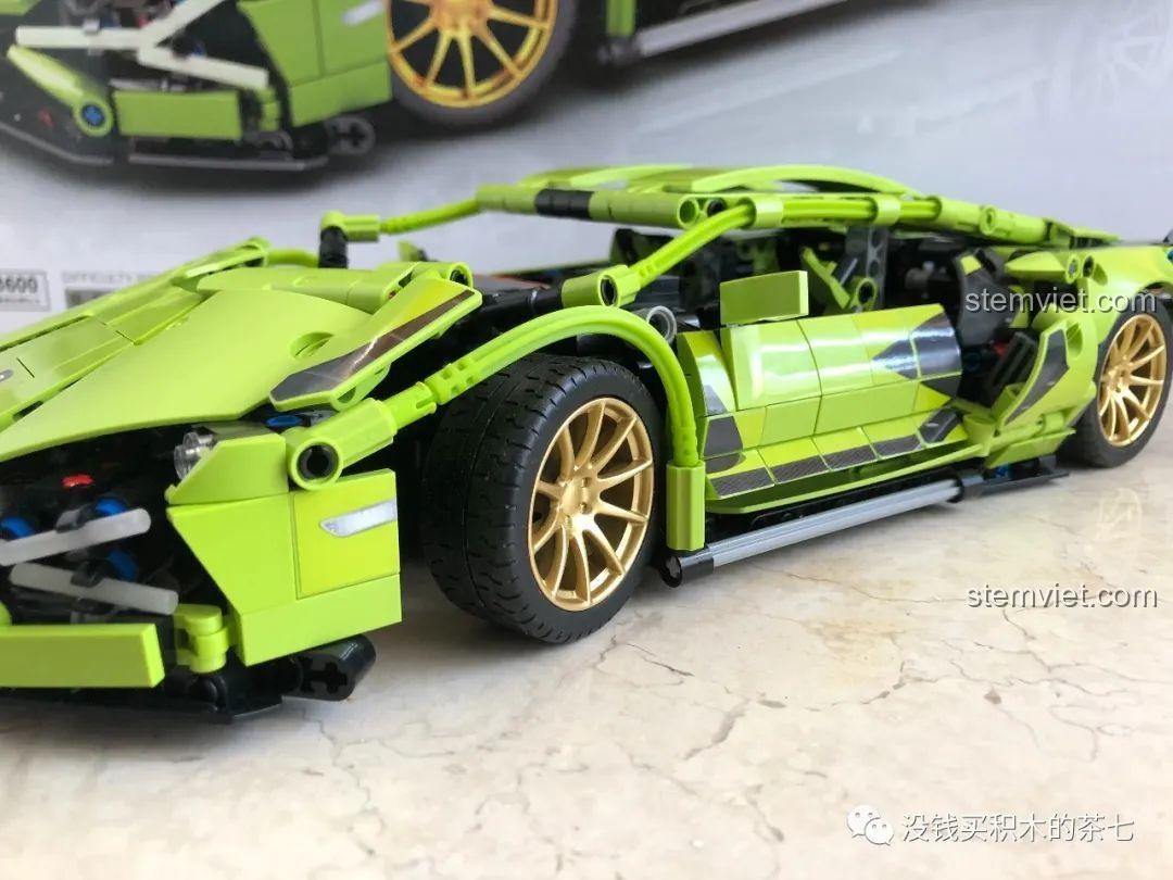 Mô hình hoàn thiện bộ khối lắp ghép Siêu xe Lamborghini Sián FKP 37 Meiji Blocks 8600, chụp ngoài trời, phù hợp bé trai 6 tuổi, chất lượng cao