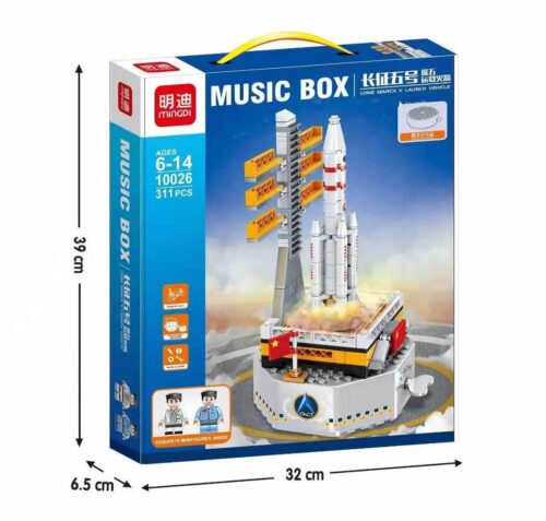 Bộ lắp ghép Mingdi 10026 Hộp nhạc tên lửa Trường Chinh 5, đồ chơi mô hình tên lửa vận tải cho bé trai 6 tuổi, giá tốt.